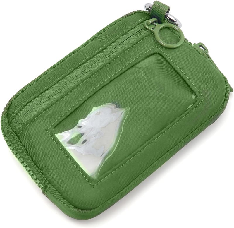 DiDida The Iris Wallet Zip Card Case with ID Window Purses for Women Coin Purse with Zipper Mini Portable Keychain Wallet, Meadow Green - Image 3